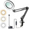 10X Lupe mit Licht und Ständer, Lupenleuchte mit 72 LEDs, 3 Farbmodi Dimmbare&10 Helligkeitsstufen, Leselupe, LED Leselampe mit Metallklemme, LED Lupenlampe für Schmuck, Arbeit, Lesen, Nähen-Schwarz