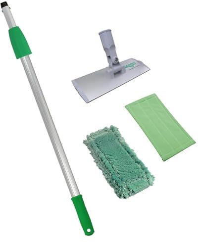 Unger Commercial SpeedClean™ Starter Kit – Complete Indoor Window Cleaning System with Microfiber Pads and 4 ft Telescopic Pole WNK04
