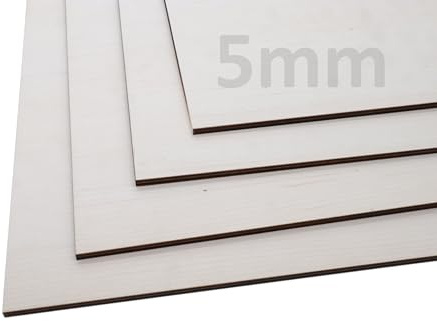 Ahorn Sperrholz 5 mm, Ideal für Laser-, CNC- und Bastelarbeiten, Robuste Stärke für Stabilität und Präzision, Premium Messerfurnier für edles Finish und feine Details (500x300 mm)
