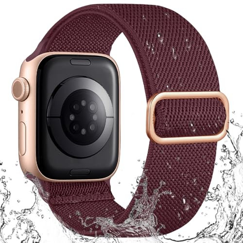 IMIVIO Sport Band Kompatibel mit Apple Watch Armband 44mm 49mm 45mm 46mm 42mm Damen Herren, Schmutzabweisend Nylon Elastisch Loop für iWatch Series 11 10 9 8 7 6 5 4 3 SE Ultra 3 2 1, Weinrot