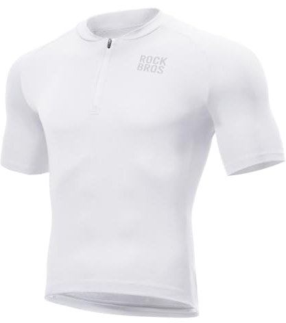 ROCKBROS Herren Radtrikot Fahrradtrikot Kurzarm Rennradtrikot Atmungsaktiv Radbekleidung Schnell trocknend für Rennrad Mountainbike Radfahren Weiß XL