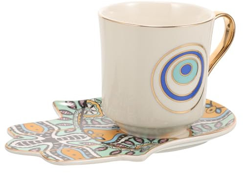 CIYODO Set Di Tazzine Da Caffè in Ceramica Tazza Con Piattino Tazze Da Caffè Tazza Da Latte Delicata Casa Decorativa