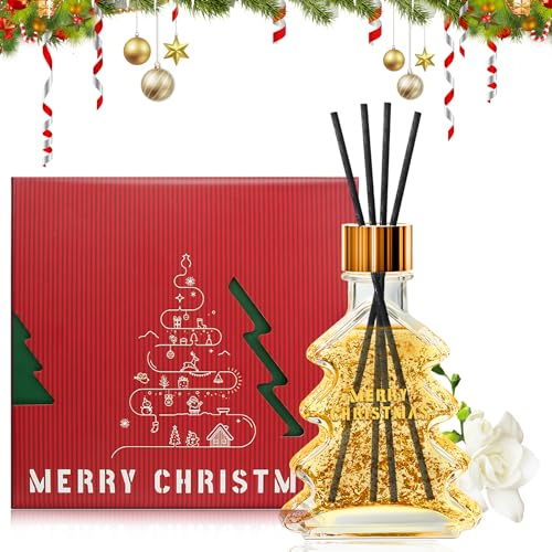 Duftstäbchen Weihnachten, Reed Diffuser, Raumduft Weihnachten, 100ml (Rot) | Weihnachten Raumduft , Langanhaltend, Natürlicher Raumduft Ohne Chemie, Gardenienduft raumduft Stäbchen für Raumdufts Winter