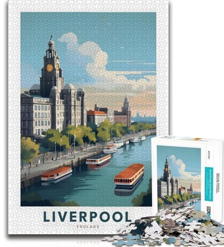 Liverpool United Kingdom Jigsaw Puzzles for Teenagers 1000 Piece Puzzle,Challenging Game Gifts for Is Ideal As A Gift for The Whole Family 50x75cm