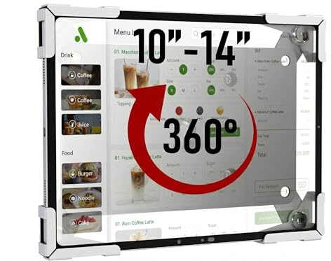 Tablet Wandhalterung, Metallgehäuse iPad Halterung für Retail POS Kiosk | Smart Home, Diebstahlschutz Low Profile VESA 75x75 Ständer, Hoch- oder Querformat, für 10-14 Zoll Pro Air Galaxy Tab, Weiß