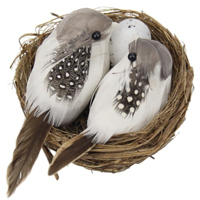 Beaupretty Vogelnest Dekoration 1 Stück Miniatur Vogelnest für Basteln und Osterdeko Gartendeko Frühling mit Künstlichen Eiern