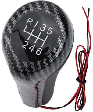 Lecreatekit Pomo LED de palanca de cambios de 5/6 velocidades con luz azul para BMW E46 E90 E91 E92 para x1 X3, cabezal de cambio de fibra de carbono negro plateado