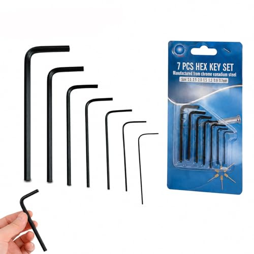 TRACOMPAN 7pc Miniature Hex Key Set 0.7-3mm, Chrome Vanadium Steel Small Allen Keys for Precision Electronics Repair, Wrench Screwdriver Tool Kit