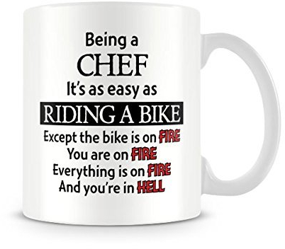 Behind The Glass - Chef, Easy As Riding A Bike - Printed Funny Mug - Great Gift/Present Idea, Ceramic, 11fl.oz.