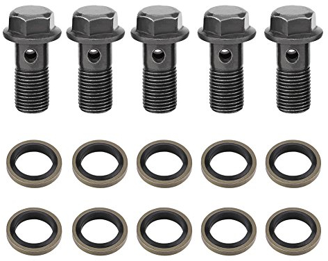 Schrauben, Hohlschraube, Qiilu Banjo, 5 Stücke Hohlschrauben 0026 Unterlegscheiben für Bremssattel Master Zylinder(1mm)