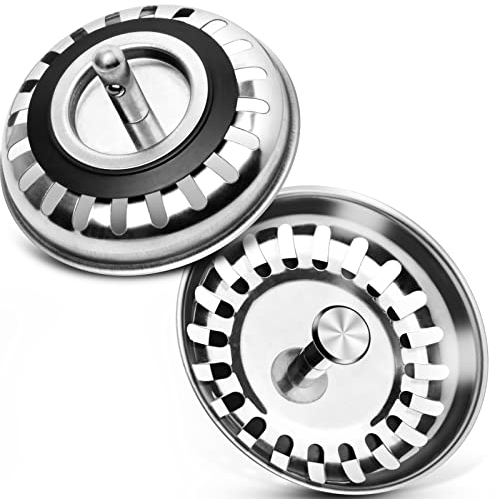 LBTrading Tappo lavandino Filtro lavello 2 Pezzi da 80 mm in Acciaio Inox Tappo di Scarico per lavello per Cucina Bagno Doccia