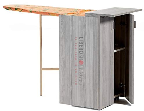 Meuble à Repasser en Bois Polyvalent avec Portes (mélèze Gris)