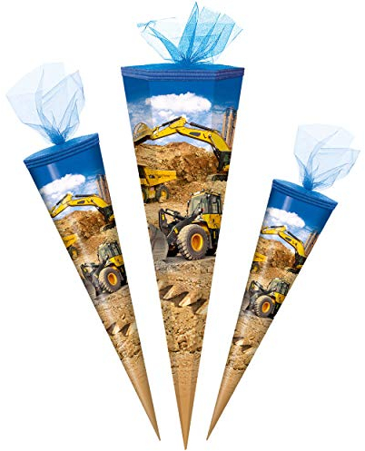 alles-meine.de GmbH stabile Spitze - aus Kunststoff - verschiedenes Zubehör frei wählbar - passend für Schultüte - Baufahrzeuge - Bagger - Kran & Baustelle - 50/70 / 85 cm ..