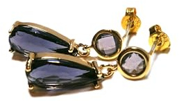 Ohrringe Amethyst Kristall, Ohrstecker Silber 925 vergoldet, Edelstein Tropfen Ohrhänger lila