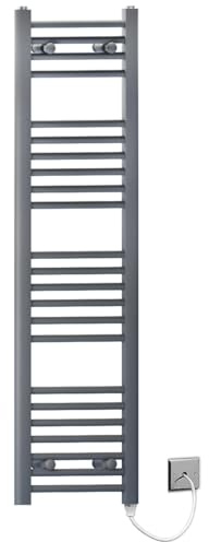 Myhomeware 400mm Wide Anthracite Grey Flat Electric Pre-Filled Heated Towel Rail Radiator For Bathroom Designer UK (400mm x 1200mm (h))