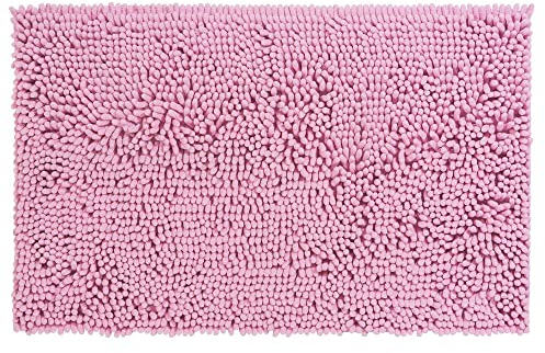 PANA® Premium Chenille Badematte (60x100 cm) • Badteppich aus besonders weichen Fasern • Saugstark & waschbar • Duschvorleger, Badvorleger, Badezimmerteppich • Farbe: Rosa