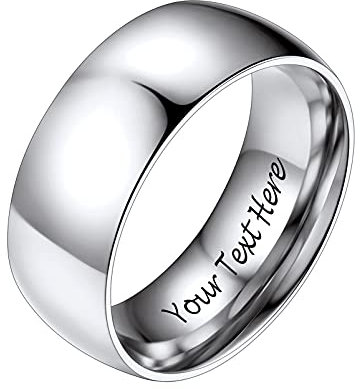 PROSTEEL personalisiert Trauring Verlobungsring für Männer Edelstahl Herren hochglanzpoliert Bandring Größe 64 einfach 8mm breit Modeschmuck Accessoire für Partnerschaft Freundschaft