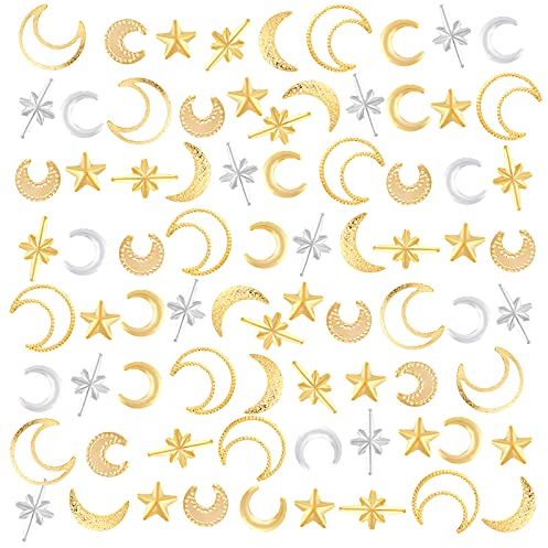 OLYCRAFT 1800pcs Star Moon Harzfüller Kosmos Thema Messing Harz Charms Cabochons Hohler Mond Epoxidharz Zubehör Legierung Epoxidharz Zubehör Nagelkunst Dekoration - Golden & Splitter