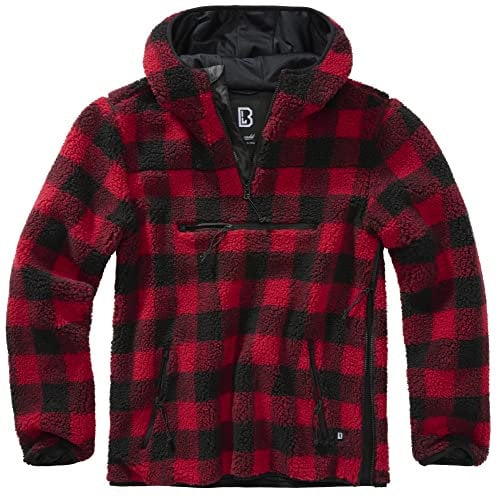 Brandit Teddyfleece Worker Pullover, Uomo, Red/Black, 6XL