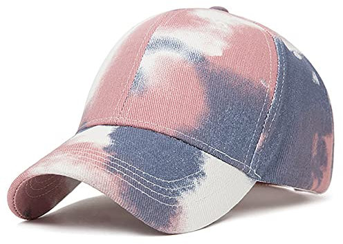 XYIYI Tie Dye Rose Gris Casquette de Baseball en Coton Classique Originale Chapeau de Papa Réglable Casquette Unie Non Construite