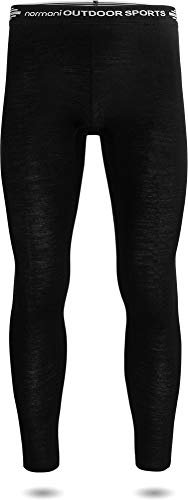 normani Herren Merino Unterhose Thermounterwäsche Funktionshose Lang Baselayer Leggins Ski-Winterhose - 100% Merinowolle 200 g/m² Farbe Dunkelschwarz Größe 5XL