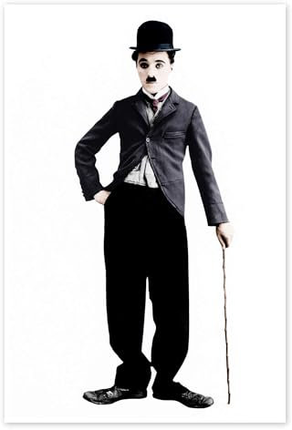 Charlie Chaplin mit Bambusstock Poster 40 x 60 cm Schwarz-Weiß Wandbilder Wanddeko