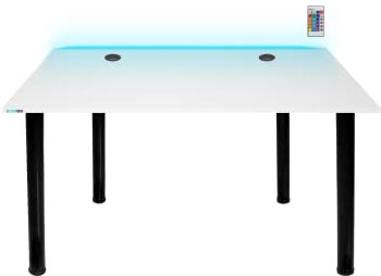 Bureau Gaming SyberDesk de Jeu pour Gamers 105 cm x 65 – d'ordinateur à Domicile Petit avec lumières LED Blanc organiseurs câbles taille unique GD110W