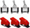 VISSQH 12 volt schalter wasserdicht,auto kippschalter, SPST 2-Pin EIN/AUS Metall Auto Wippschalter,mit Wasserdicht Schutzkappe 12 volt schalter ， zum Auto KFZ LKW Boot (3er Pack, rot)