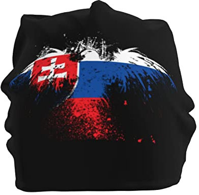 Lsjuee Eagle Slovakia Flag Slouchy Beanie Hat für Herren Damen, Baggy Skull Cap Winter Ski Knit Cap Schwarz