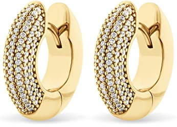 JETTE Damen-Creolen 925er Silber 218 Zirkonia One Size Gelbgold 32021988