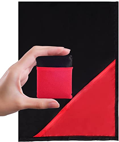 UYTAG Mini Picknickdecke,110 x 70cm Stranddecke wasserdichte, Ultraleicht Kompakt strandmatte für BBQ, Strand, Reisen, Camping und Picknick-Schwarz