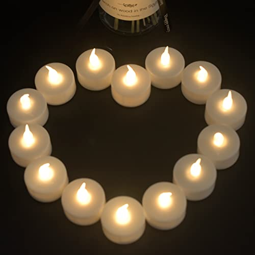 LED Teelichter, 100 Stück Flackernd Led-Teelichter, Elektrische Gefälschte Kerze mit Flammenlose Lichter - Led Kerzen Batteriebetrieben für Hochzeit, Kirche, Weihnachten, Ostern Dekoration (Warmweiß)