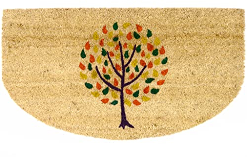 Casa Service SOAVE Zerbino 40x75cm Mezzaluna in Cocco Naturale e Gomma PVC Rettangolare per ingresso con Albero della vita (E - Multi)