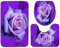 Badezimmerteppich Lila Rose Badematte Set 3 Teilig Fußmatte rutschfest Saugfähig Badteppich Waschbar Fussmatte Teppich Schmutzfangmatte für Badezimmer