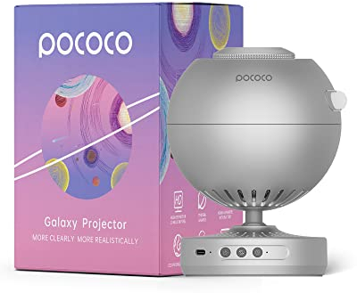 POCOCO Projecteur ciel étoile, projecteur galaxie, planétarium pour enfants et adultes; dans les chambres, les intérieurs; pour la décoration, l’aide au sommeil et la relaxation - avec 2 disques