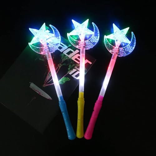 5 Stück LED-Leuchtstäbe Zauberstab für Hochzeit, Tanzboden, Rezeption, Konzert, Camping (Stern Mond)