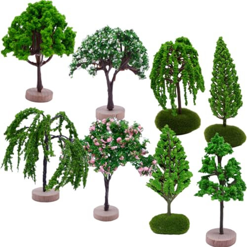 RORPOIR 8 Pcs Artificial Miniature Tree Models for Microlandscape Layout Realistic Topiary Trees for Diorama Park and Scenery Decor Ideal for Crafts