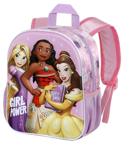 Disney Princesas-Mochila 3D Pequeña, 26 x 31 cm, Capacidad 8.5 L, Lila Power