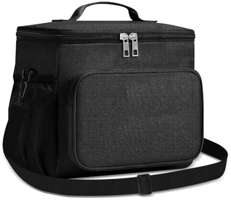 CHGANG 10L Insulated Lunch Bag for Men Women, Foldable Cooler Bag Thermal Lunch Tote for Work School Picnic Travel (Black)