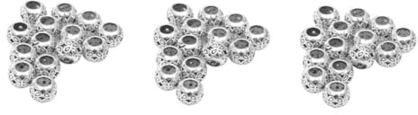 TEHAUX 42pcs Tone Spacer Loose Beads Jewelry Making DIY Craft Silver Bead for Bracelet Necklace