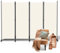 Fiqops Raumteiler auf Rollen 4-Teilig 228x181 cm, Paravent Outdoor Wetterfest und Trennwand für Büros, Balkon - Beige