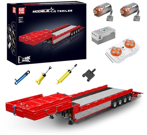 Mould King 19015T Technik Anhänger für LKW Modell Pneumatischer Palettenwagen Bausteine, 3399 Teile Mobile Pneumatische Abschlepplokomotive, Pneumatischer Traktor Bausatz Konstruktionsspielzeug