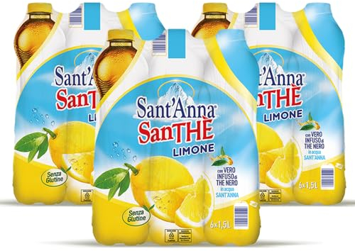 Sant'Anna SanThè Limone 1,5L | Pack 18 Bottiglie | Vero Infuso di Thè in Acqua Sant'Anna | Pack 3 Confezioni, Gusto rinfrescante e dissetante