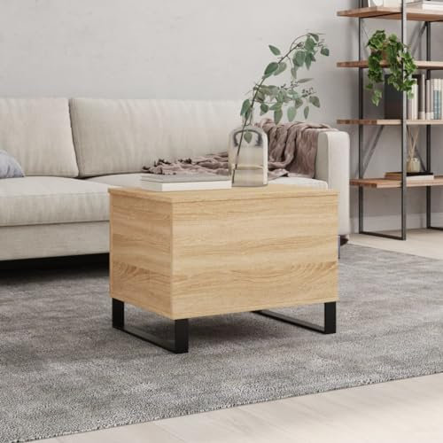 Homgoday Couchtisch Höhenverstellbarer Kaffeetisch Wohnzimmertisch Beistelltisch Sofatisch mit Viel Stauraum Teetisch Moderner für Wohnzimmer Sonoma-Eiche 60x44,5x45 cm Holzwerkstoff