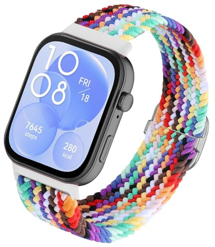 SeNool Correas Compatible con Huawei Watch Fit 4 / Fit 4 Pro/Fit 3, Pulseras Reloj Banda Nailon Trenzada Loop Hebilla Ajustable de Repuesto para Huawei Watch Fit 4 / Fit 4 Pro/Fit 3 - Vistoso