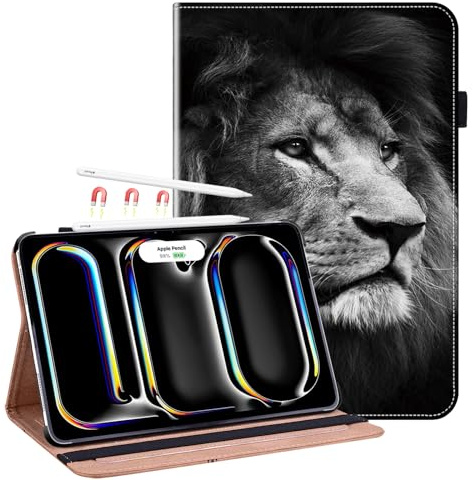 GLANDOTU Hülle für iPad Air 11 Zoll M4 2026/M3 2025/M2 2024, iPad Air 8./7./6./5/4 Gen 10,9 Zoll (2022/2020) Schutzhülle mit Auto Schlafen/Wachen Unterstützt Pencil Pro/USB-C, Großer Löwe