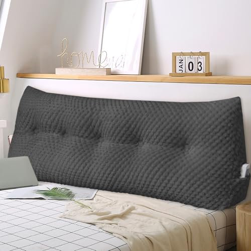 WUIOYNF Weiches Keilkissen Bett Großes Rückenkissen, bequem und stützend, Lesekissen Wandkissen Lendenkissen für Couch und Betten, Stützkissen, Nackenkissen mit abnehmbarem Bezug(Schwarz-200x20x50cm)