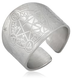 Caiduoduo Star Triangle Array Offener Ring Herrenring aus Edelstahl