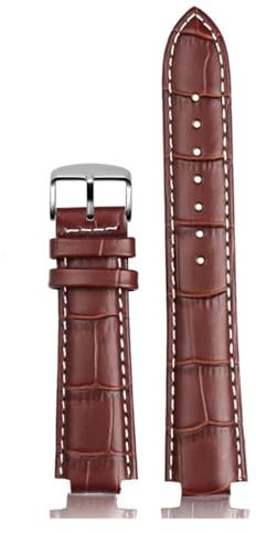 DKWOIS Kompatibel mit LV-Uhrenarmband for Louis Vuitton Tambour Series Mouth 10 12 mm Uhrenarmband Herren Damen Q114k Q1121 Lederarmband(Brown white silverA,21.12mm)