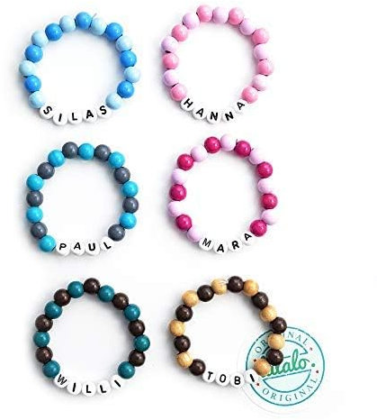 LALALO Baby Armband mit Namen mit Gravur für die Taufe, Foto-Shooting, Geburtsarmband - Namensarmband Taufarmband - Kinderarmband (Pink/Rosa)